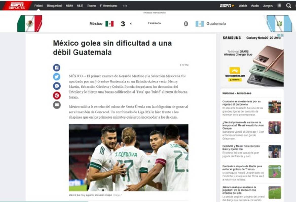 Amistoso insípido y la respuesta de Martino: La prensa de México tras la goleada a Guatemala