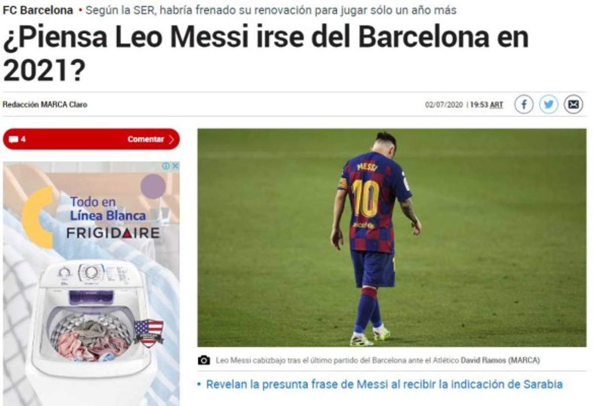 Las portadas en el mundo por la posible salida de Lionel Messi del FC Barcelona