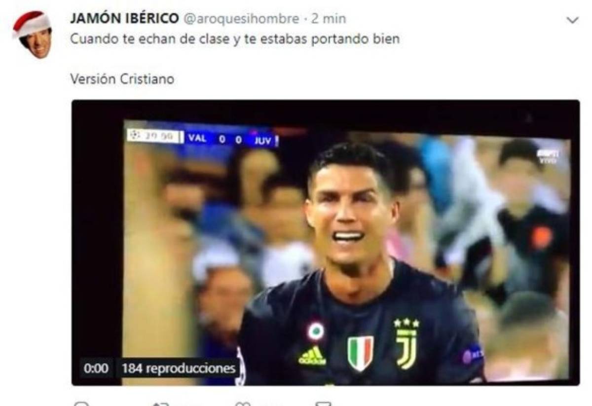 Memes arrecian contra Cristiano Ronaldo por su expulsión en Mestalla