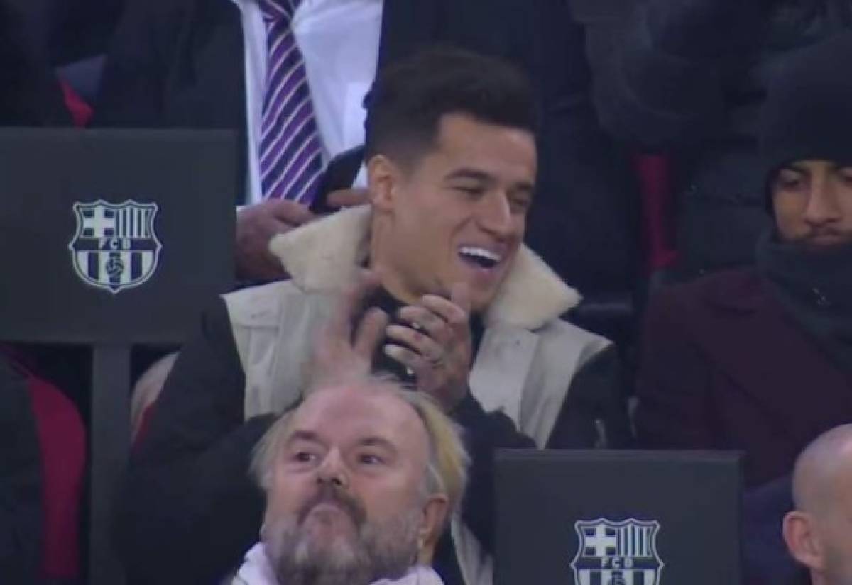 NO SE VIO EN TV: La cara de Coutinho en el Camp Nou; El mensaje de la afición del Barça