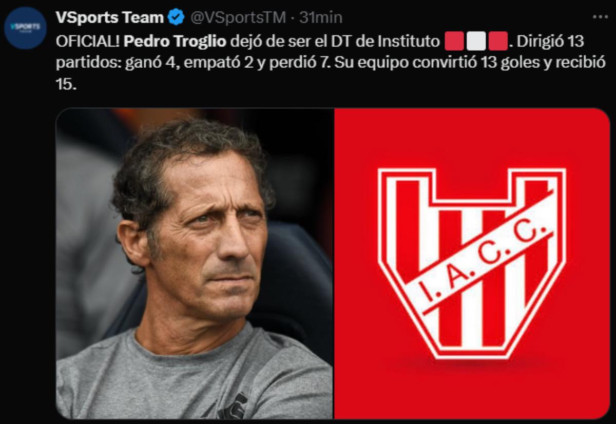 Fin de la era, Nuevo fracaso: así reaccionó la prensa tras el despido de Pedro Troglio del Instituto de Argentina