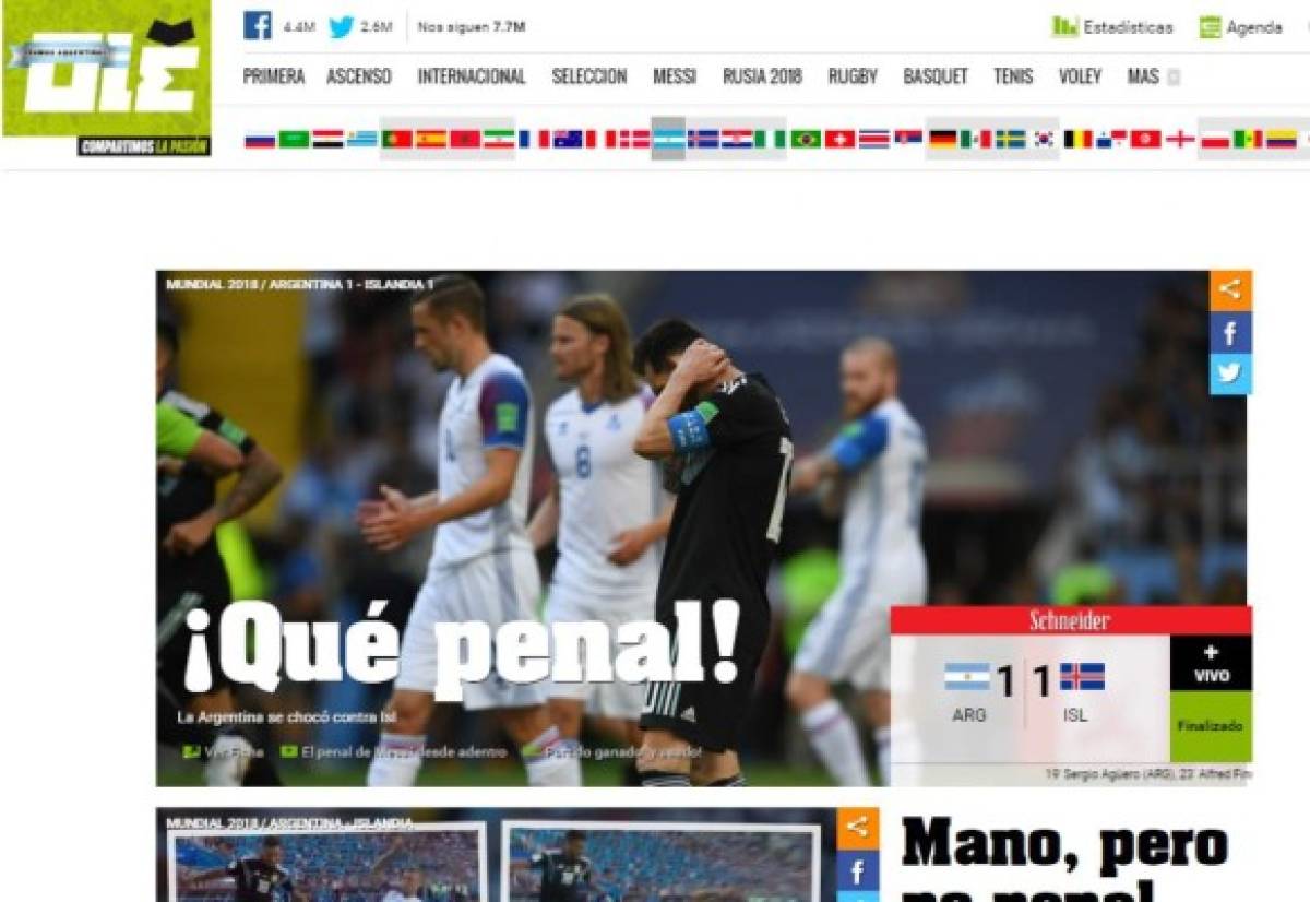 Prensa mundial: Messi el señalado por empate de Argentina ante Islandia