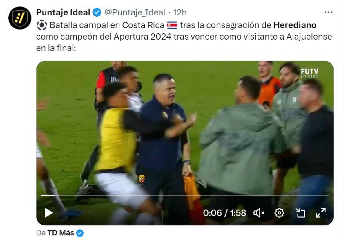 “Vergüenza, malos perdedores”, la escandalosa pelea en la final entre Alajuelense y Herediano en Costa Rica le dio la vuelta al mundo