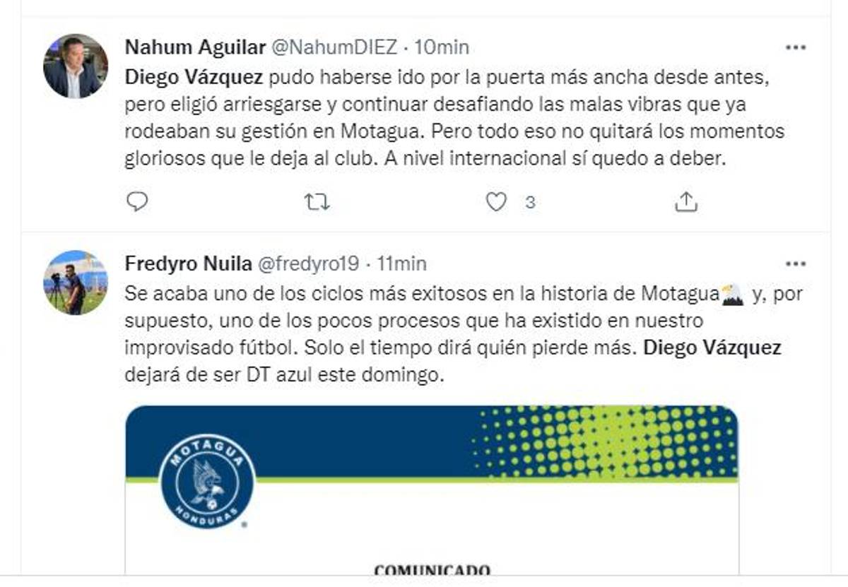 ¡Uno pide reconocimiento en el Nacional! La reacción de periodistas y aficionados tras la salida de Diego Vázquez de Motagua