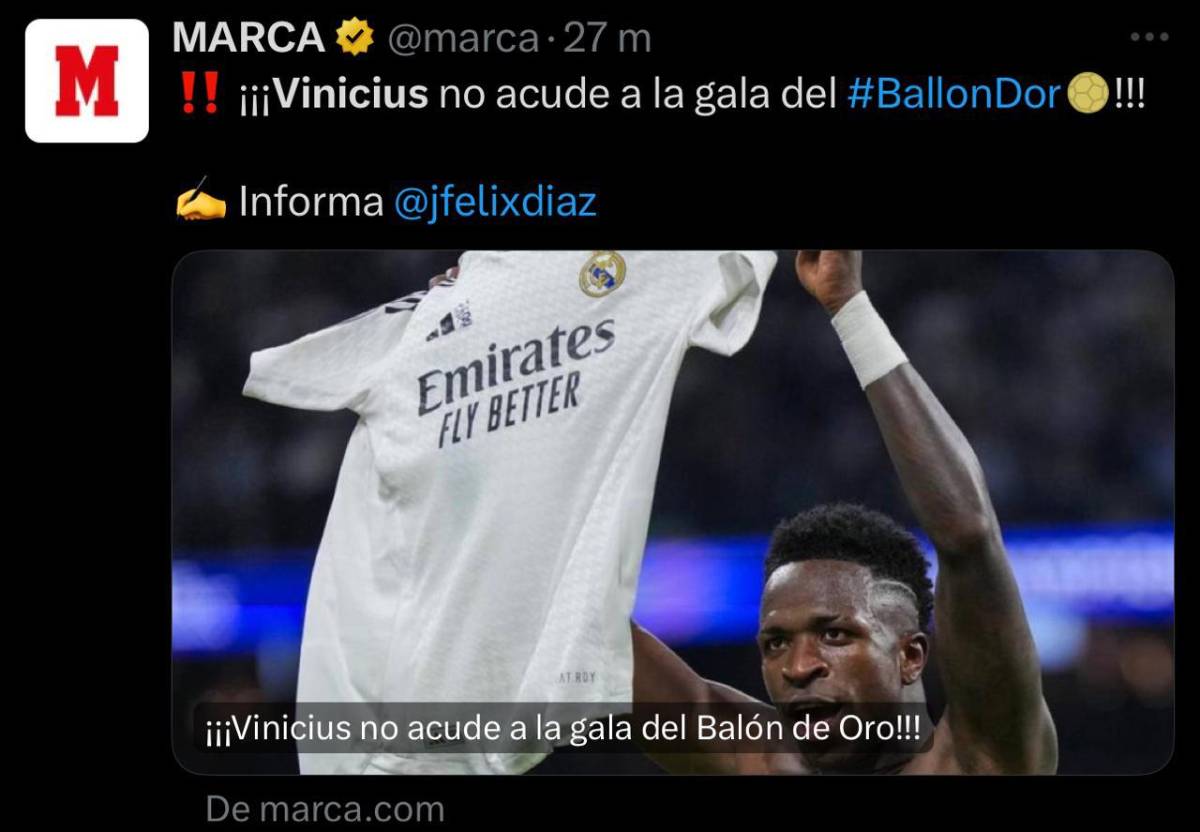 Vinicius no ganará el Balón de Oro y la prensa mundial reacciona : “Es la mayor vergüenza en años”, “Que injusto”