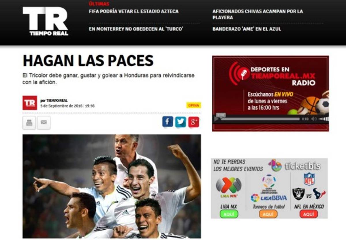 La prensa mexicana habla de la previa del duelo México-Honduras ¿Aztecazo?