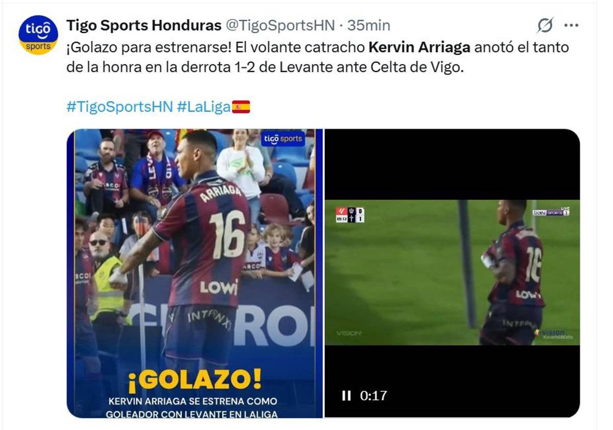 Es dueño del Levante y es una bestia: aficionados explotan tras el gol de Kervin Arriaga en España
