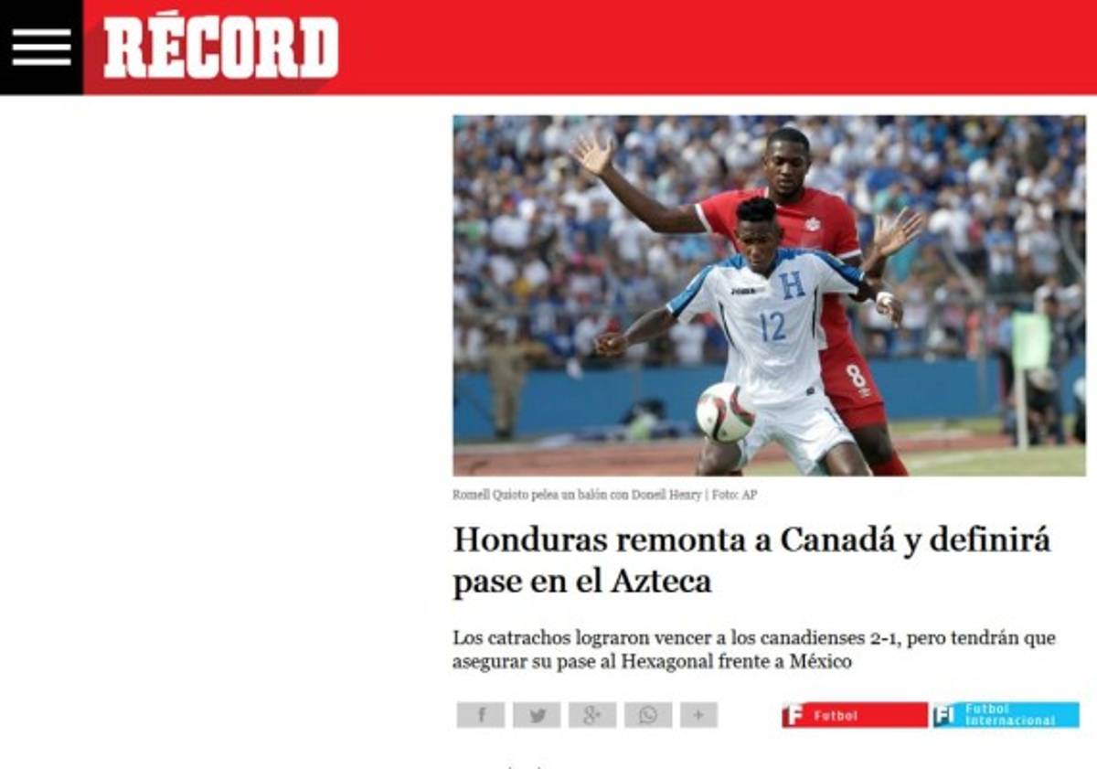 La prensa internacional resalta que 'Honduras sigue viva en la Eliminatoria de Concacaf'