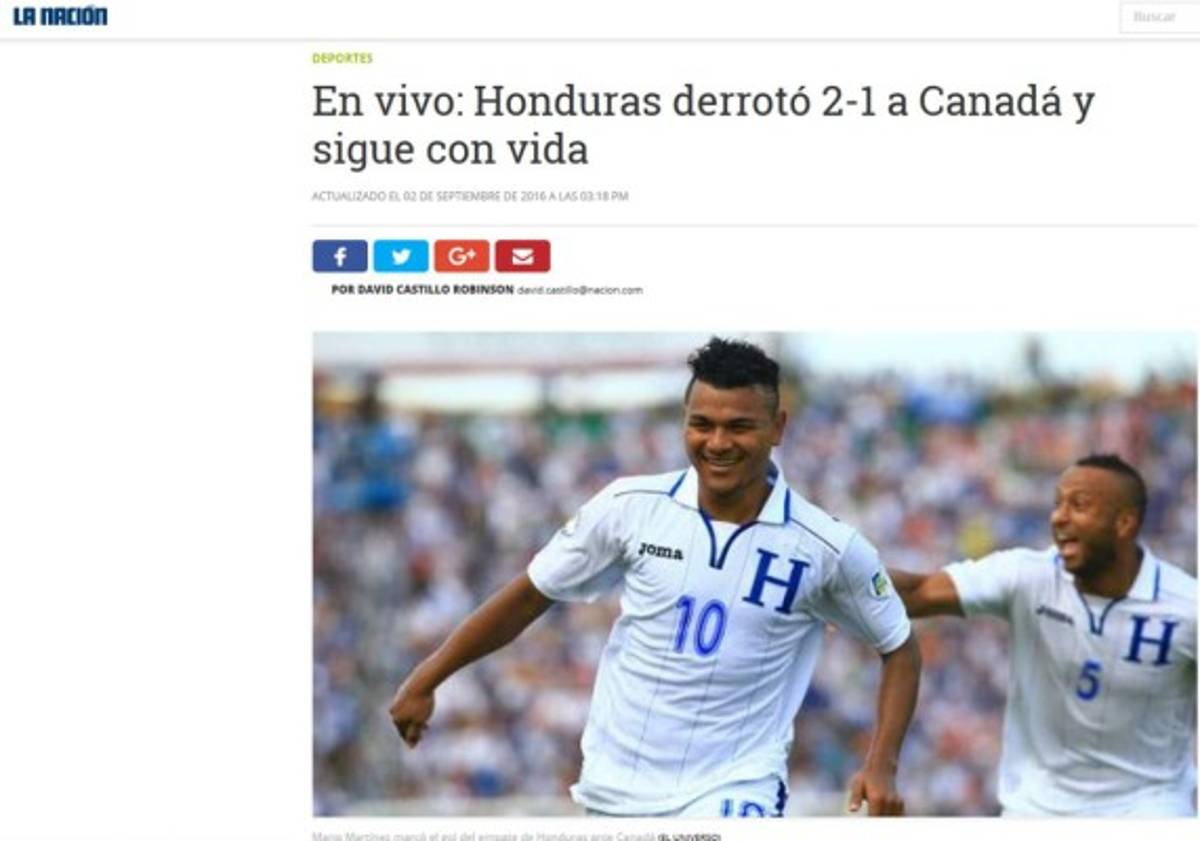 La prensa internacional resalta que 'Honduras sigue viva en la Eliminatoria de Concacaf'