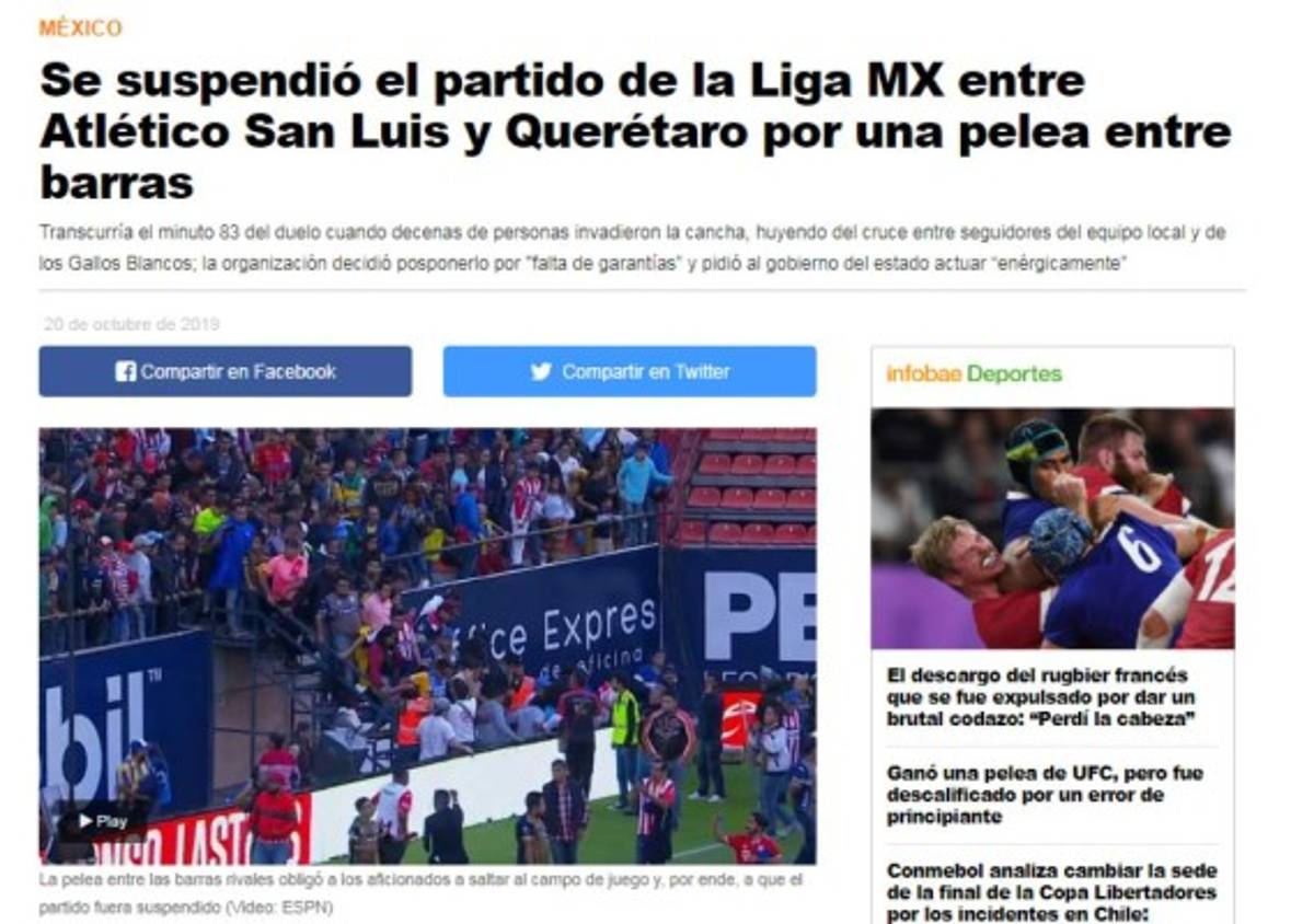 Salvajismo, terror, vergüenza: La reacción de la prensa mundial tras el San Luis-Querétaro de la Liga MX