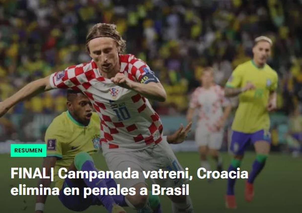 “Llora Brasil”, “Sorpresa Mundial”, “Croacia acaba con el baile”: Prensa internacional reacciona a la eliminación de la Canarinha