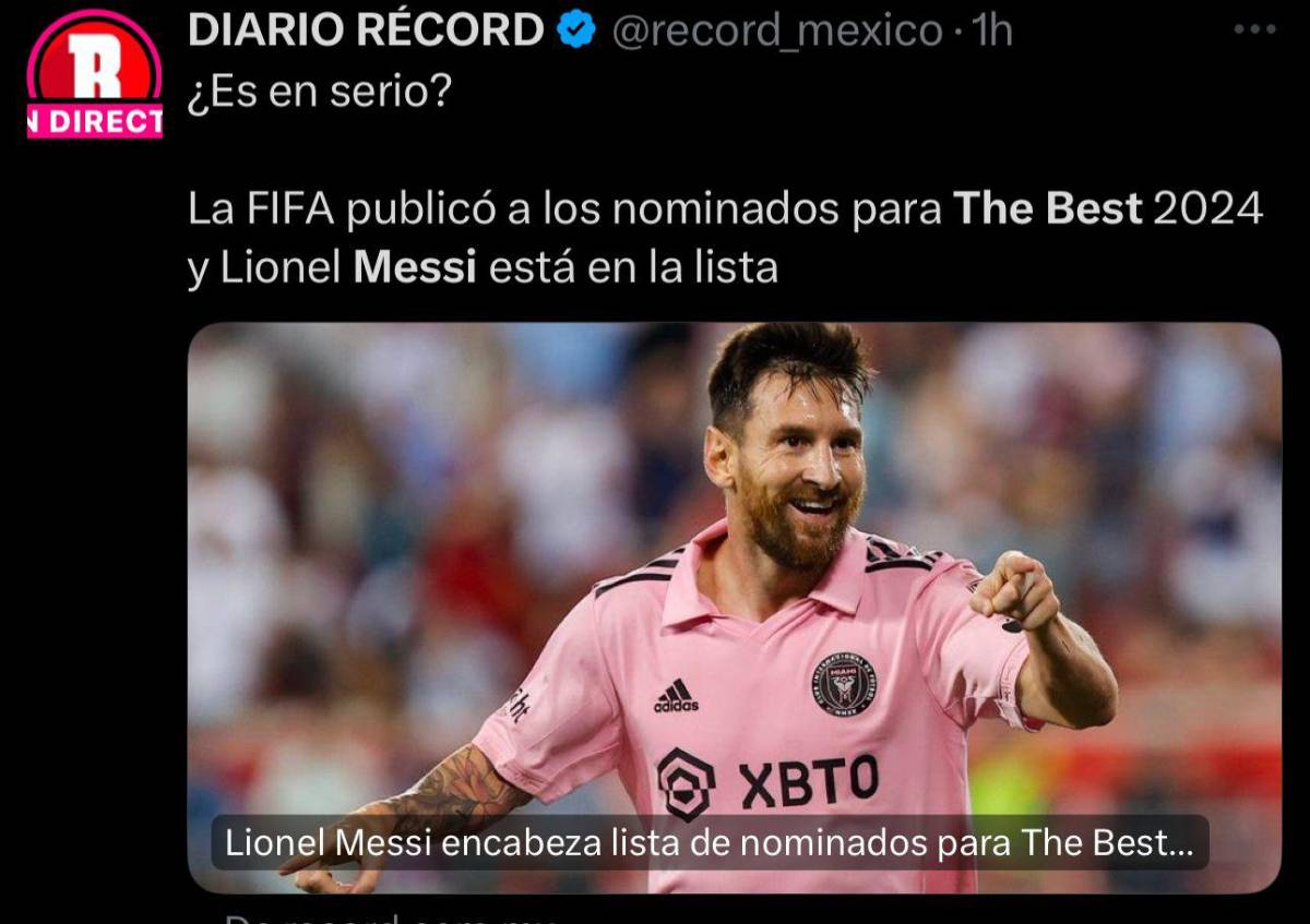 “Es una vergüenza futbolística”: la prensa estalla tras la nominación de Messi a los Premios The Best 2024