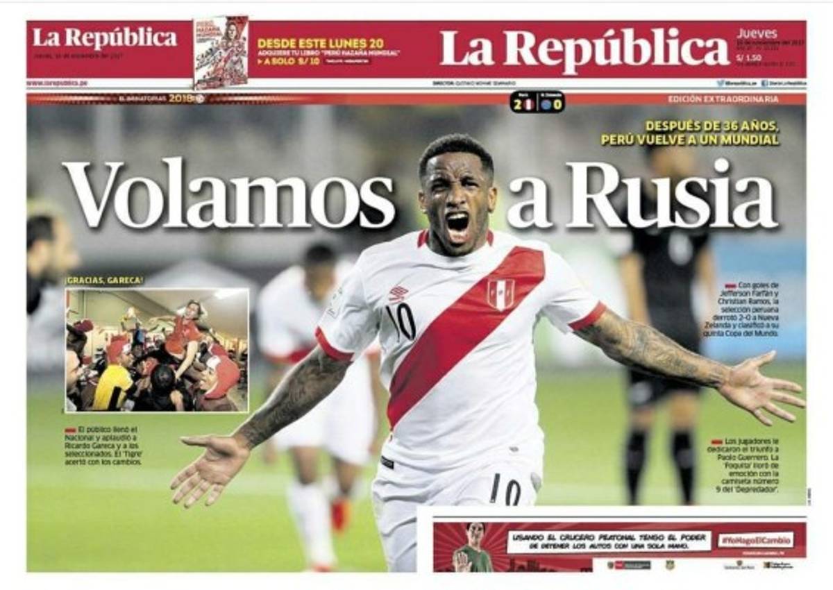 ¡PORTADAS EN PERÚ! 'Llanto de machos, tigre, volvimos y allá vamos Rusia'