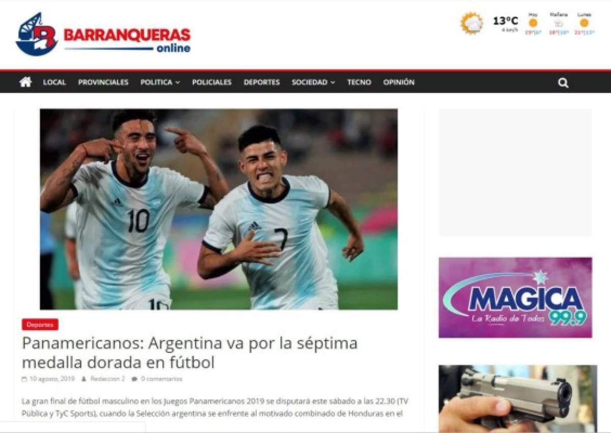 Lo que dicen los medios internacionales sobre la final entre Honduras y Argentina