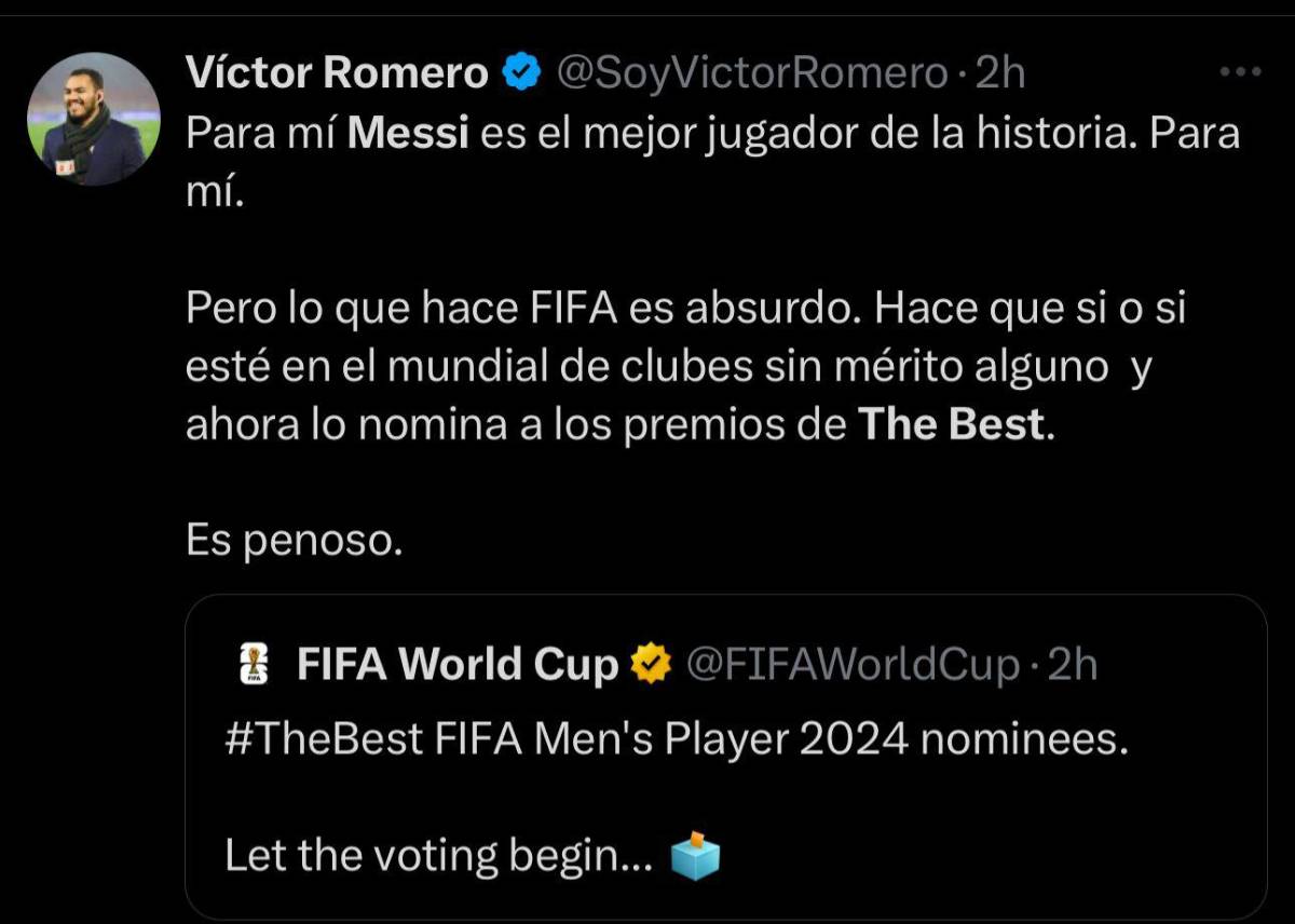 “Es una vergüenza futbolística”: la prensa estalla tras la nominación de Messi a los Premios The Best 2024