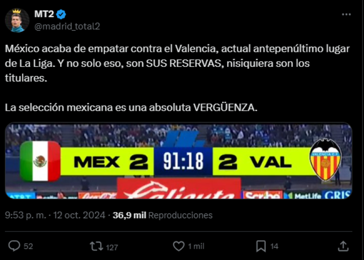 “Siguen sin existir”: la dura reacción de Faitelson tras empate de México ante Valencia “B” y lo que dicen del Vasco