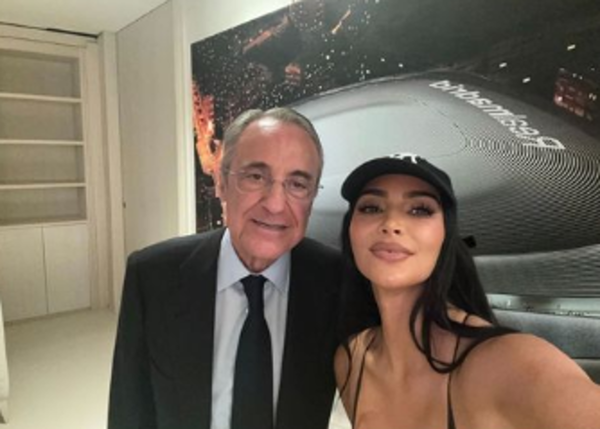 Kim Kardashian impacta en el Bernabéu: las fotos con Florentino Pérez y el mensaje para Vinicius