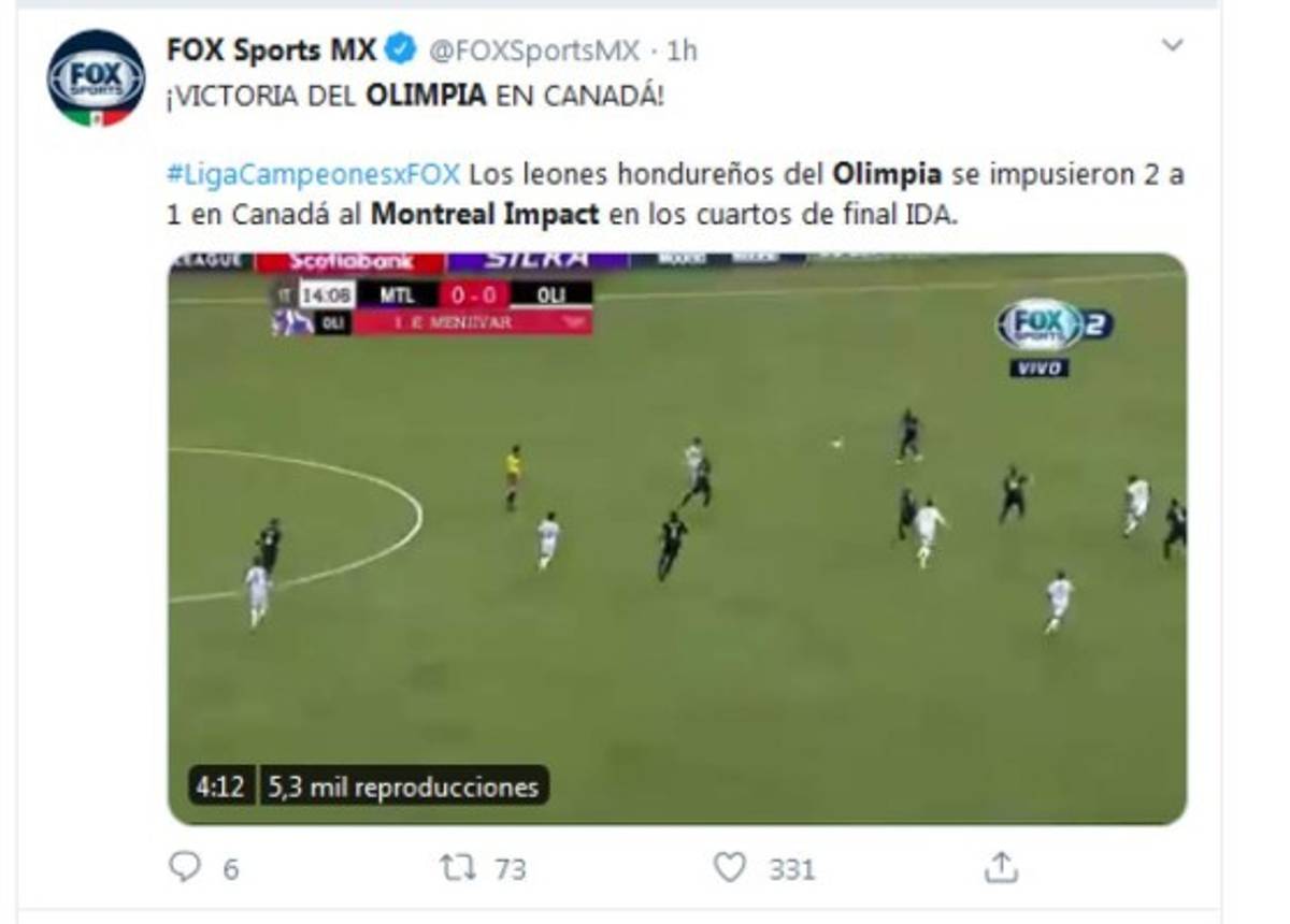 'Ruge y hace historia': Prensa internacional habla del triunfo de Olimpia sobre Impact Montreal