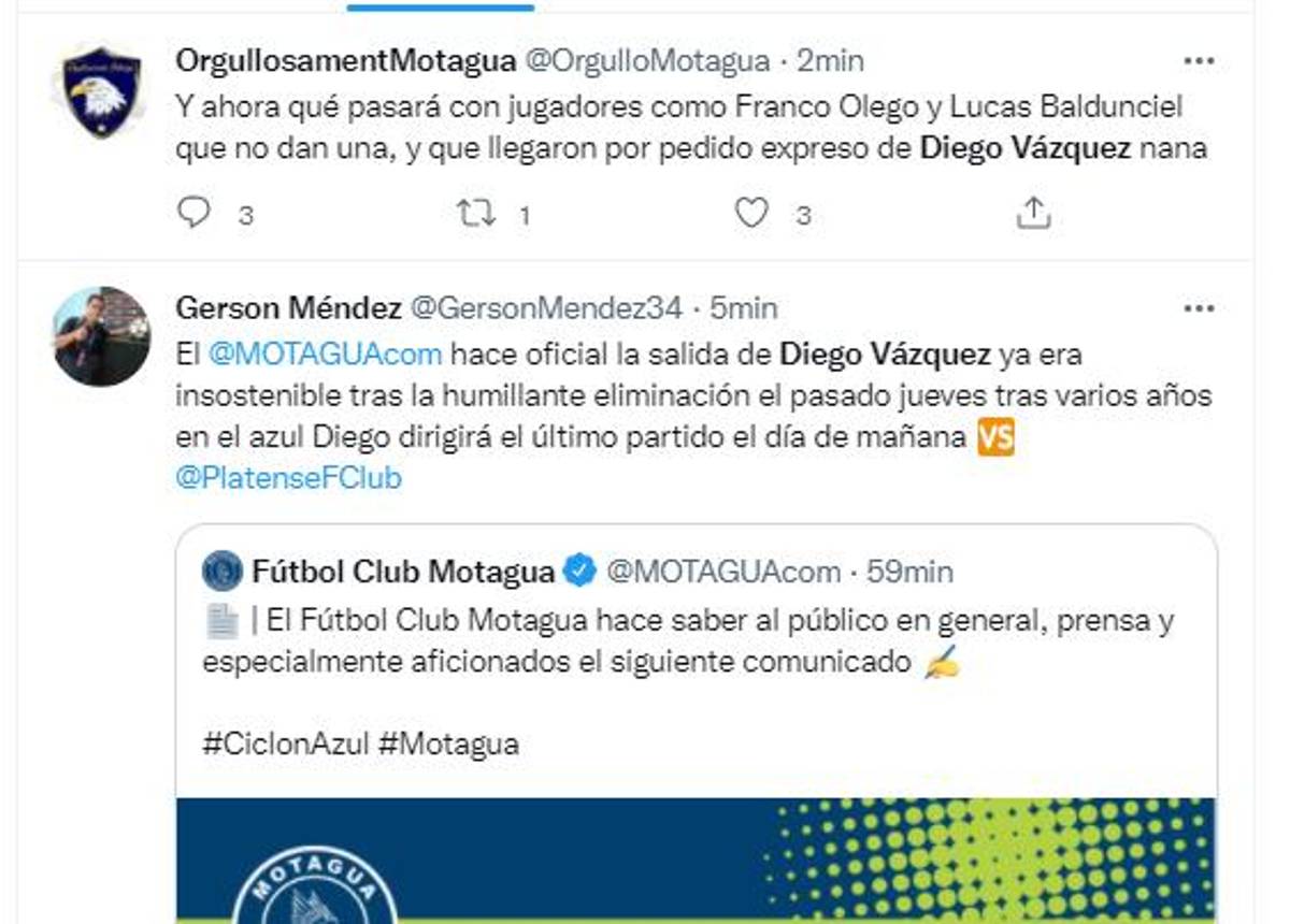 ¡Uno pide reconocimiento en el Nacional! La reacción de periodistas y aficionados tras la salida de Diego Vázquez de Motagua