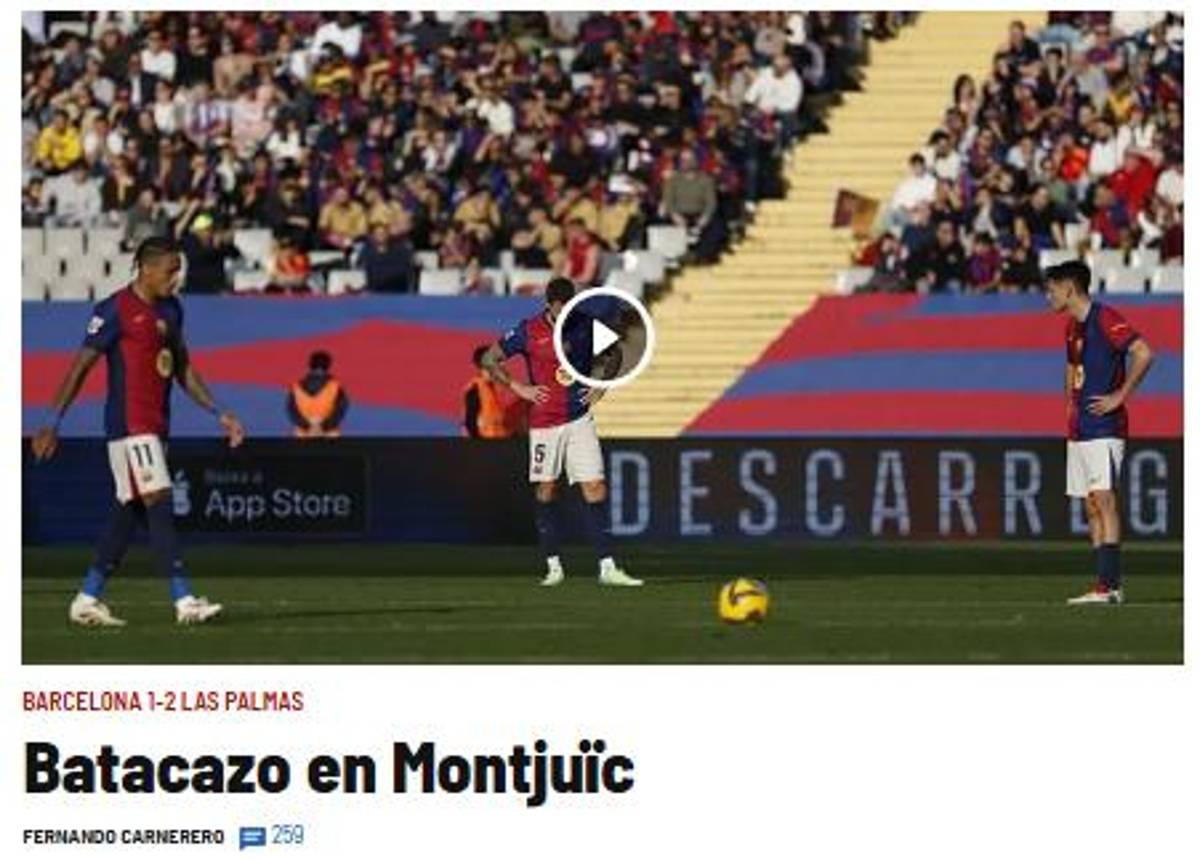 Barcelona perdió en casa ante Las Palmas y así reacciona la prensa: “Que cierren el VAR y pongan una ruleta; vergüenza”