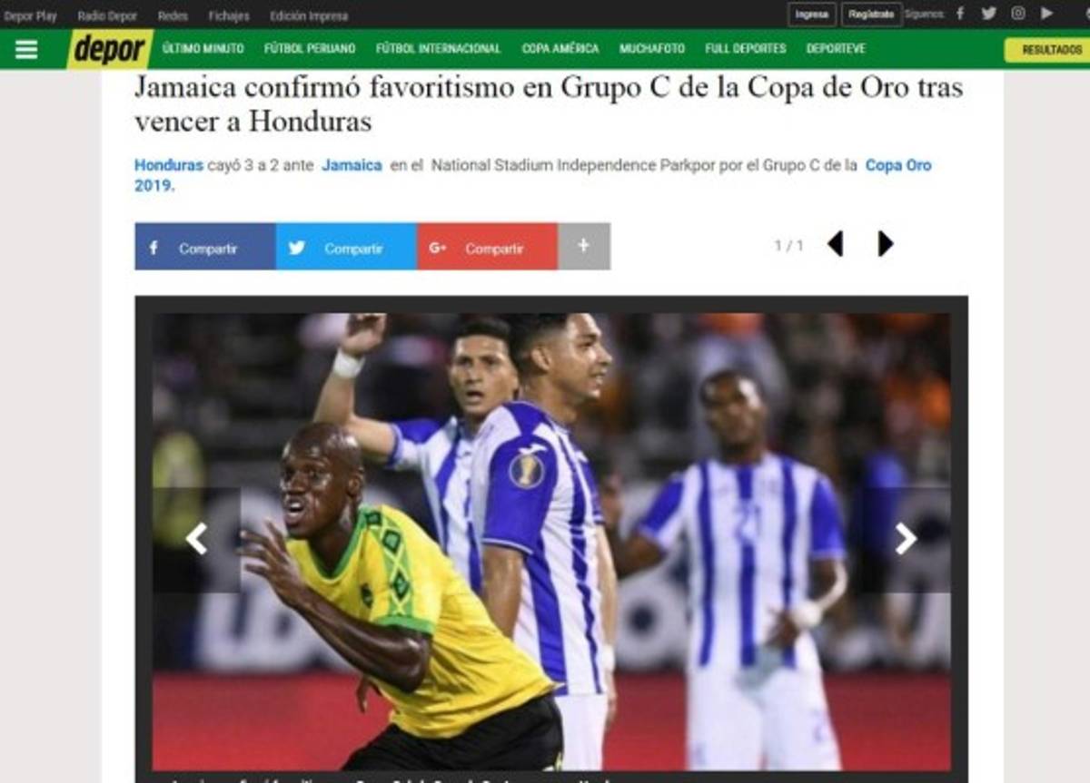 Así ve la prensa internacional la derrota de Honduras ante Jamaica en Copa Oro