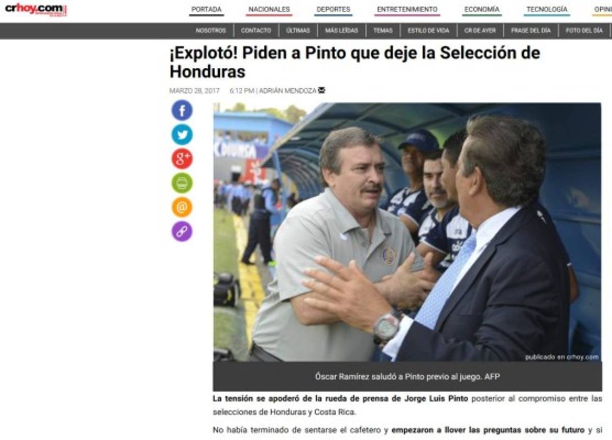 Como 'punto de oro' califica prensa tica empate ante Honduras