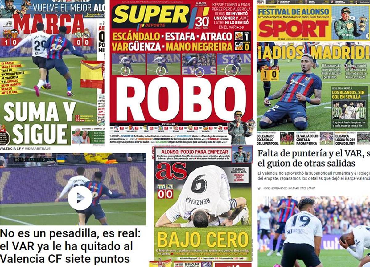 Así amanece la prensa española tras el polémico triunfo del Barcelona: “Robo, VARgüenza, el árbitro no quiso pitar un penal clarísimo”