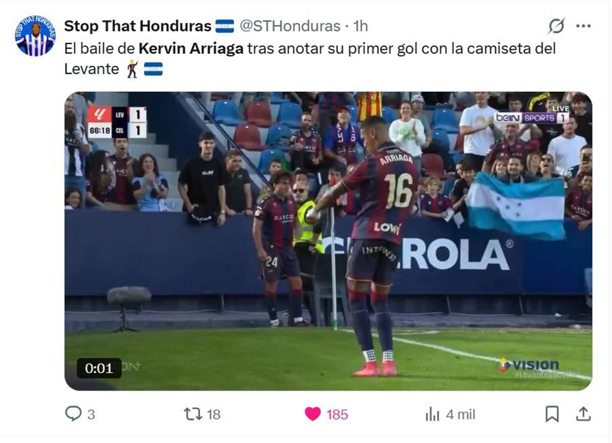 Es dueño del Levante y es una bestia: aficionados explotan tras el gol de Kervin Arriaga en España