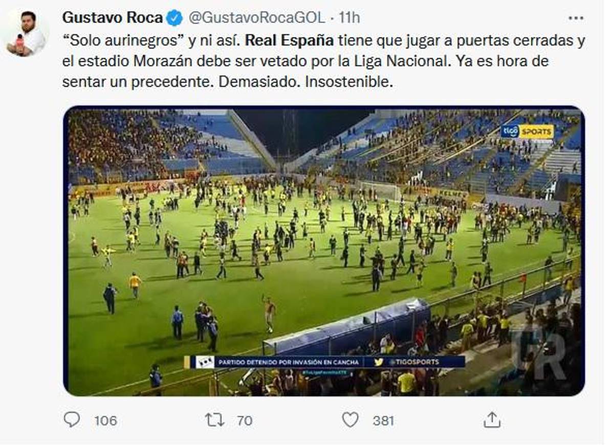 “Terrible” y “clásico manchado”: La prensa internacional y periodistas sobre los incidentes en el Real España-Marathón