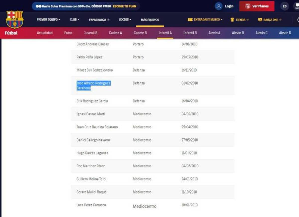 Barcelona tiene en sus filas a un futbolista que puede jugar para la Selección de Honduras