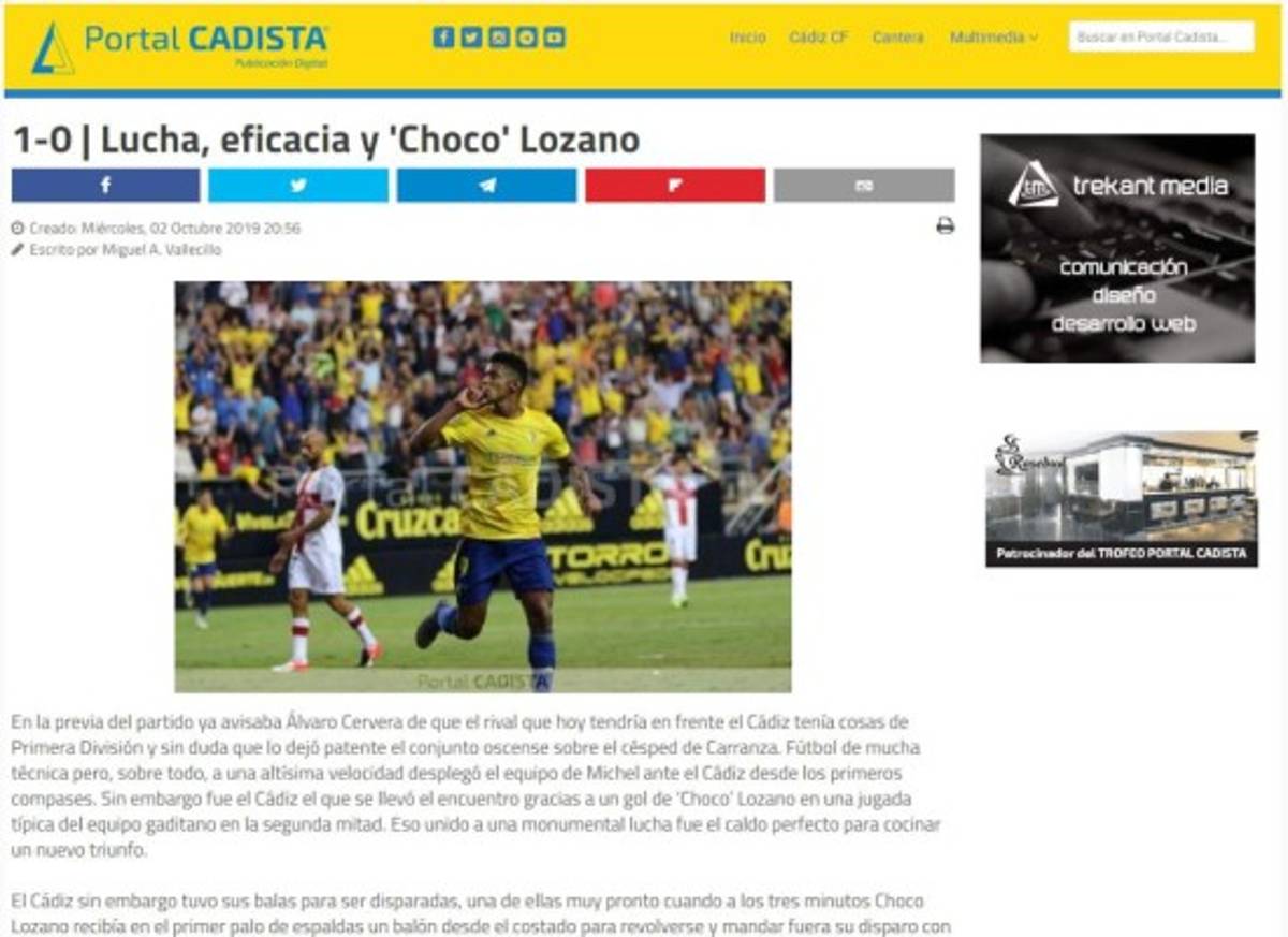 ¡Alaban a Choco! Lo que dicen los medios españoles sobre el hondureño Antony Lozano