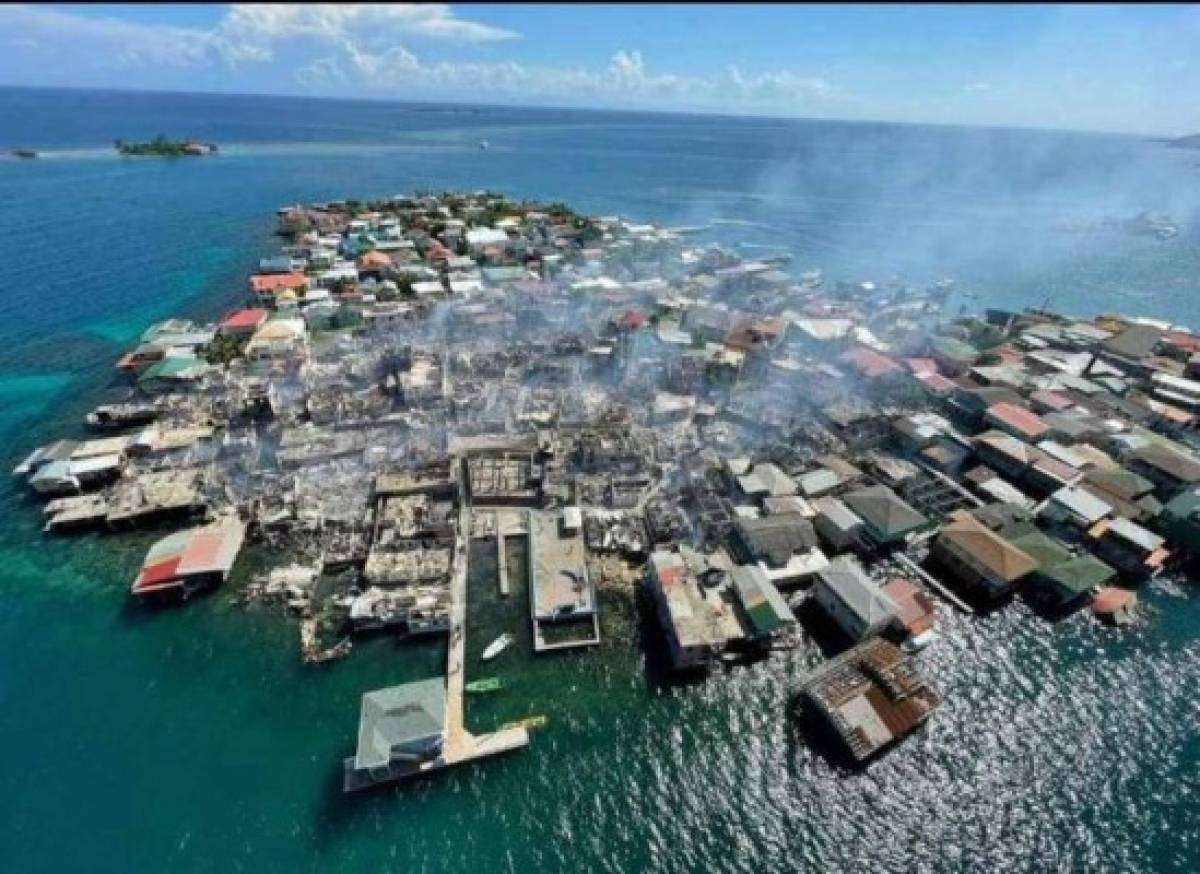 Nuevas fotos tras devastador incendio: Más de 90 familias afectadas y media isla de Guanaja quemada