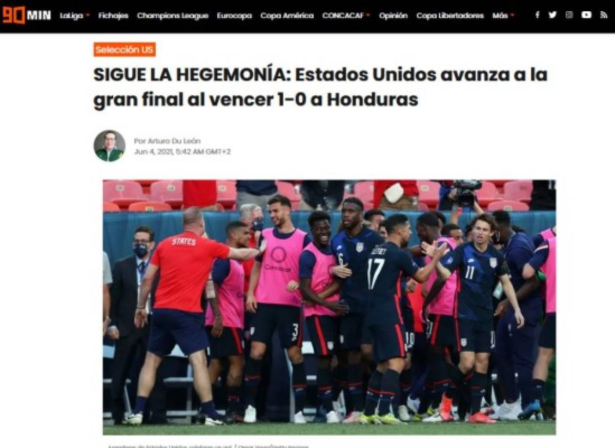 'Bofetada, polémico y con mejor fútbol'; Lo que dice la prensa de la derrota de Honduras ante EUA