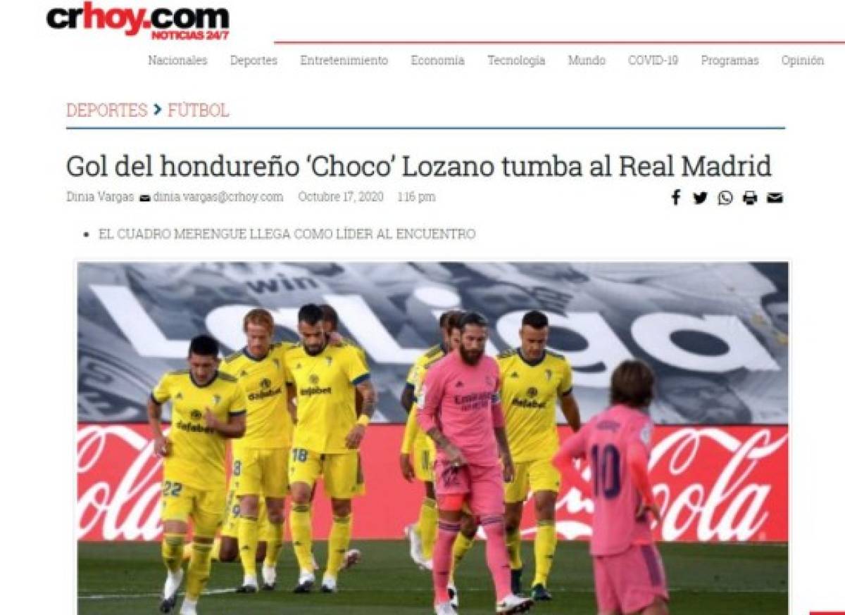 Lo que dijo la prensa mundial sobre el triunfo del Cádiz ante Real Madrid gracias al 'Choco' Lozano