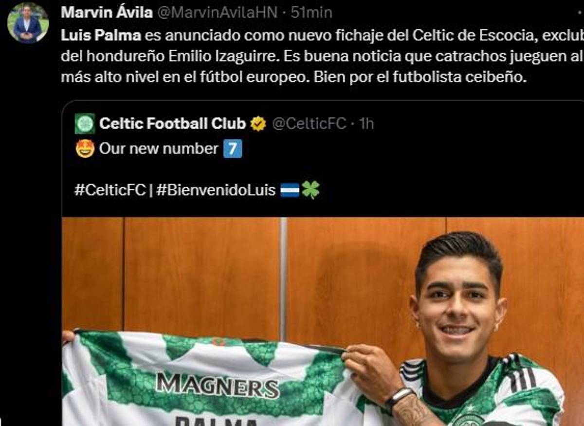 “Celtic está encantado”, “Luis Palma con número de crack”: Prensa internacional y nacional reacciona al fichaje del hondureño