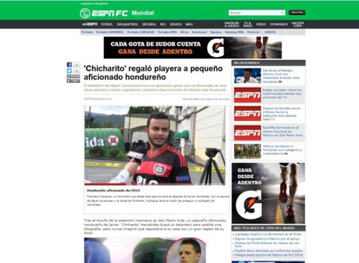 Gesto de Chicharito Hernández en Honduras le dio la vuelta a México