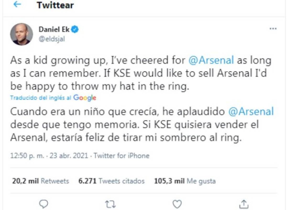 Así generó su fortuna el multimillonario Daniel Ek, uno de los dueños de Spotify que quiere comprar al Arsenal