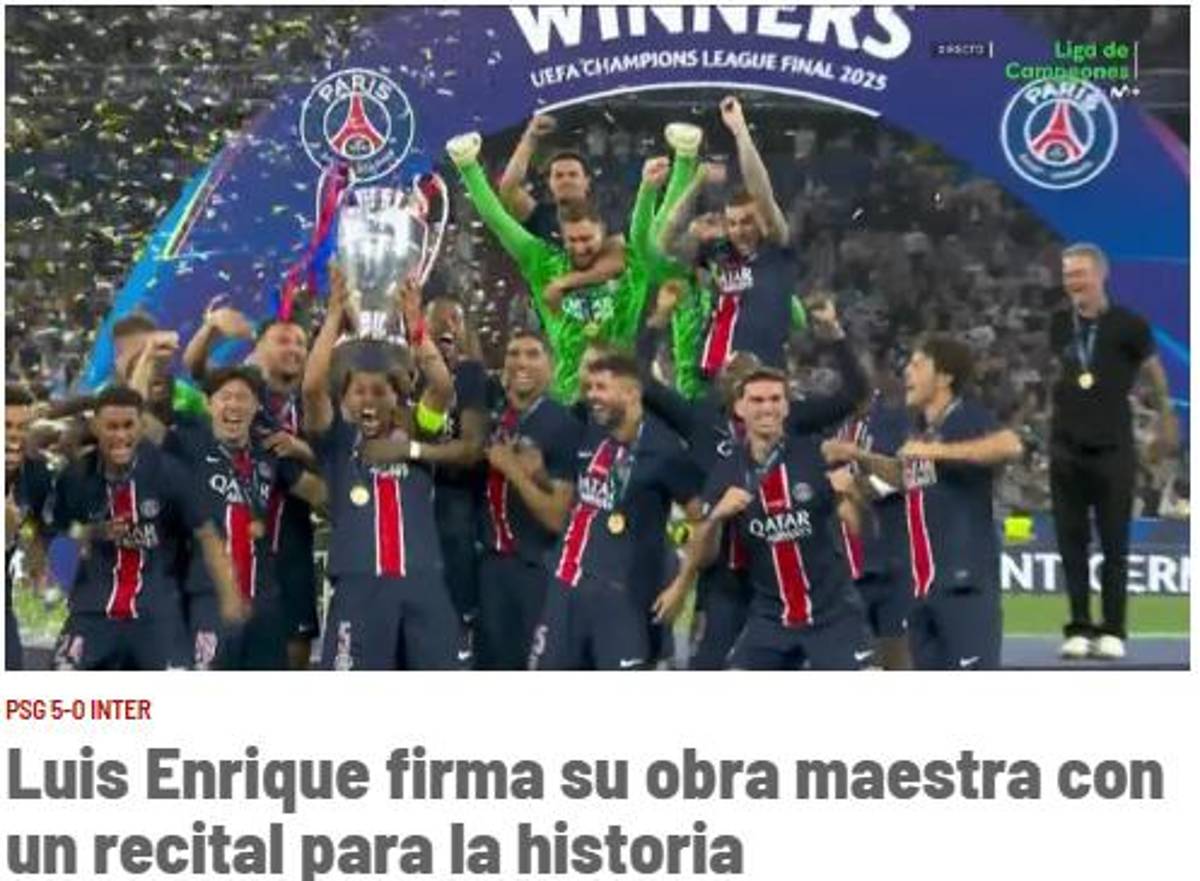 PSG ganó su primera Champions con una paliza y así reacciona la prensa: Qué suerte tuvo el Barcelona de quedar eliminado