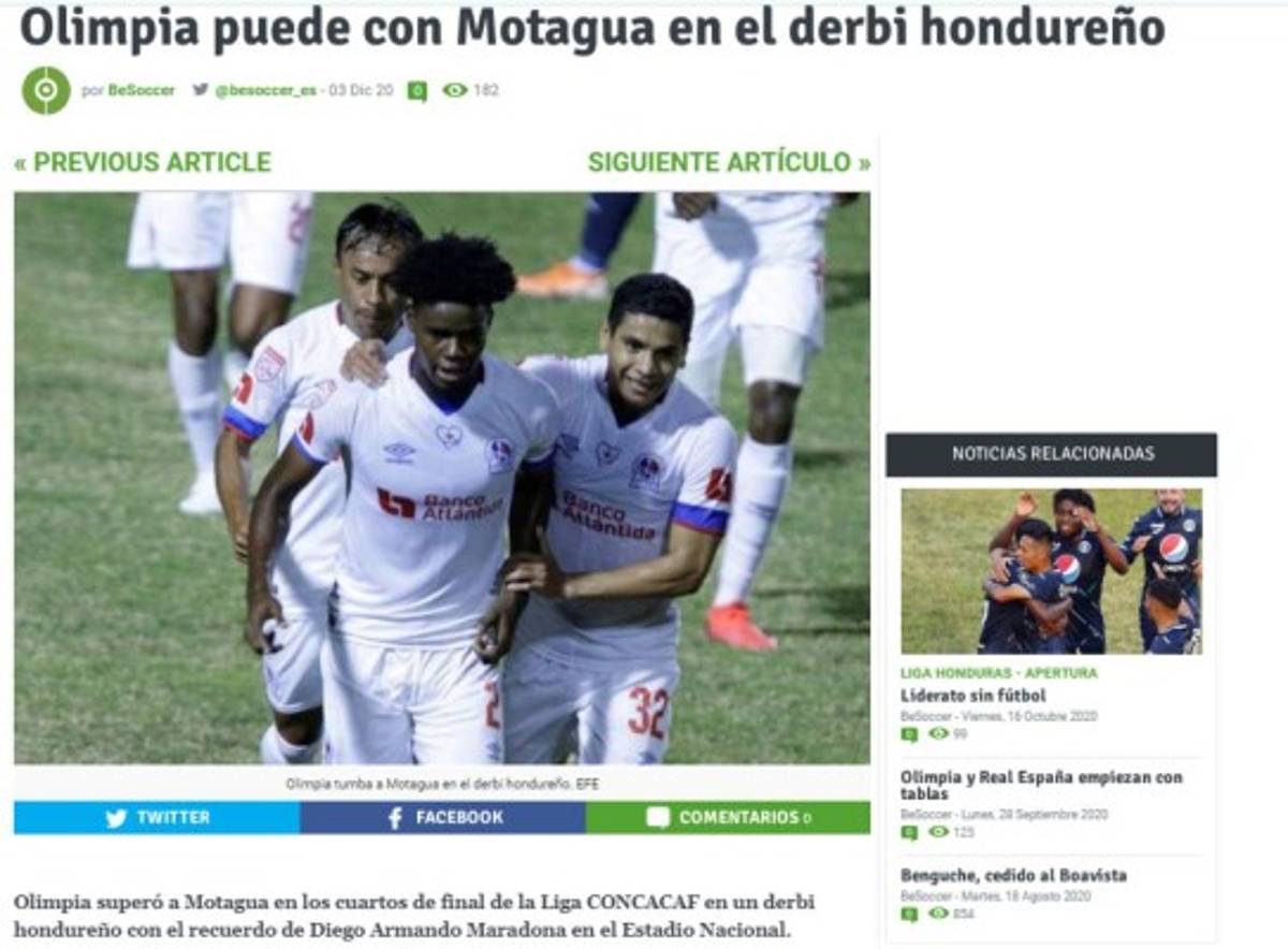 'El León impone autoridad': La prensa internacional sobre la eliminación de Olimpia a Motagua en Liga Concacaf  