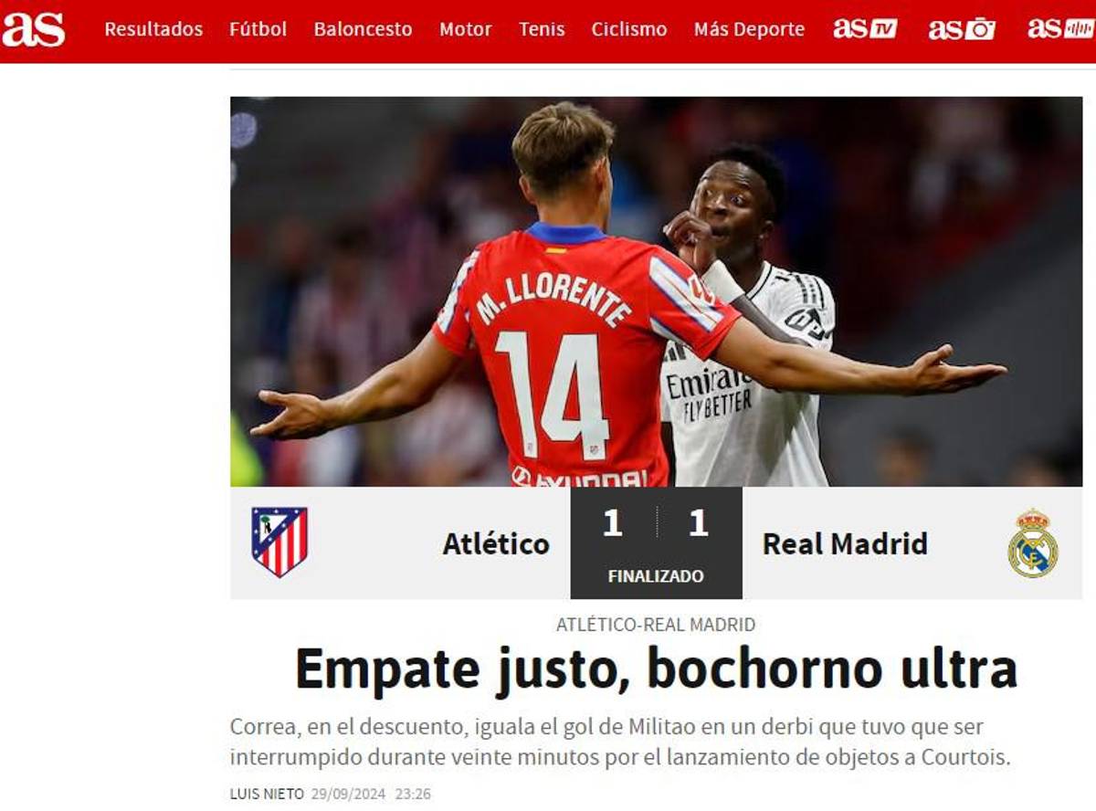 Lo que dice la prensa mundial sobre el polémico Real Madrid vs Atlético: “Escándalo y el derbi de los mecheros”