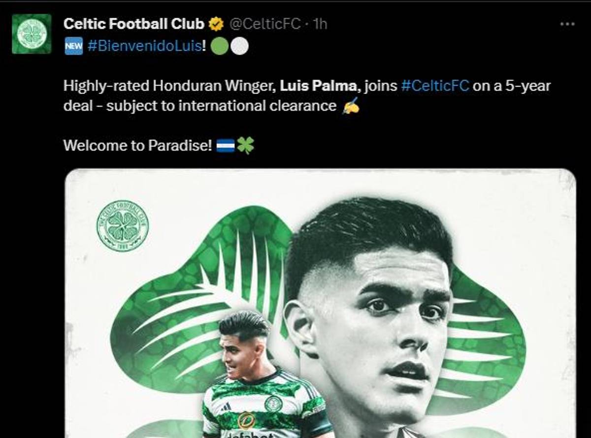 “Celtic está encantado”, “Luis Palma con número de crack”: Prensa internacional y nacional reacciona al fichaje del hondureño