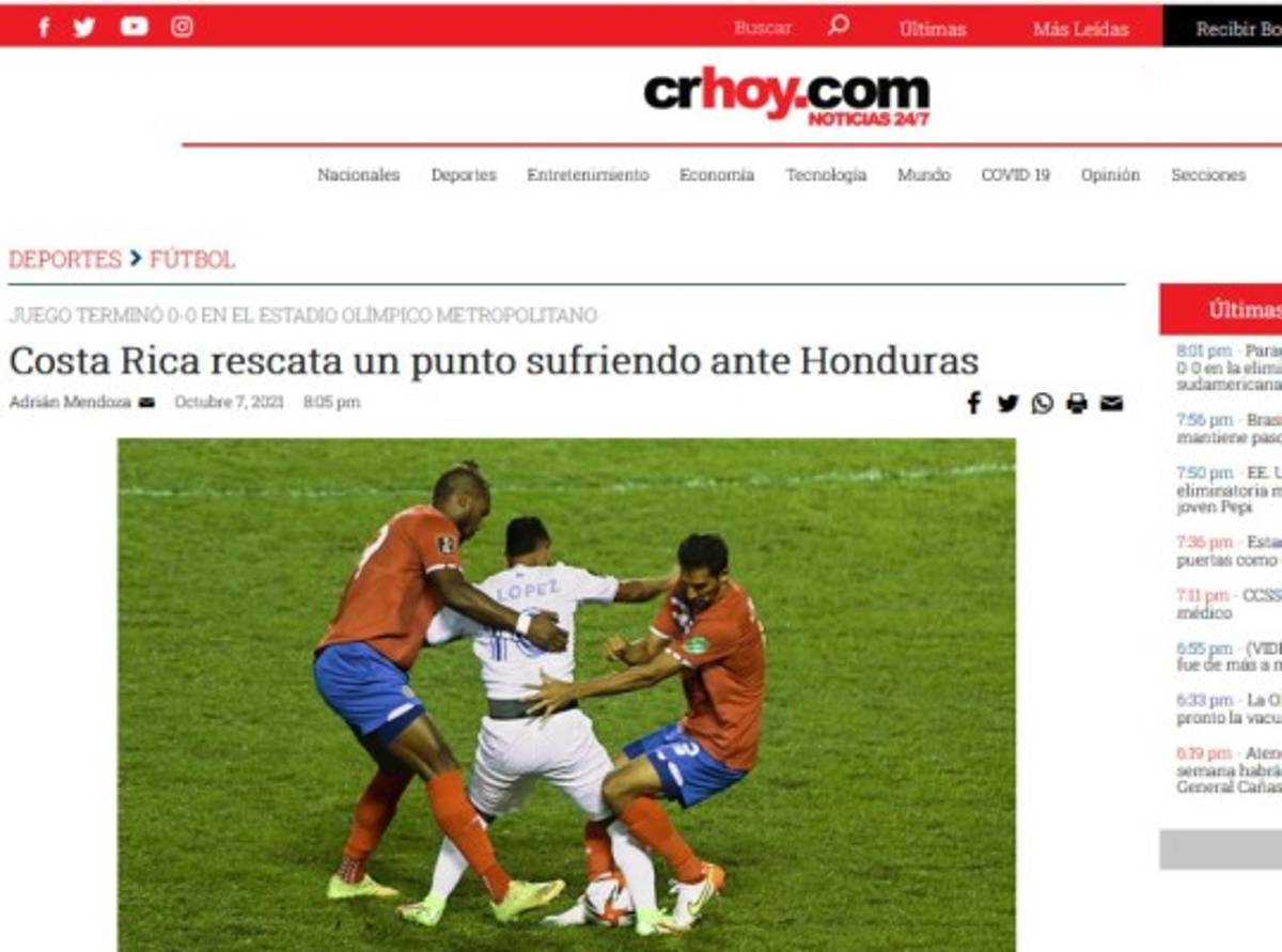 San Keylor, tibio empate y sufriendo: Lo que dice la prensa de Costa Rica del empate con Honduras
