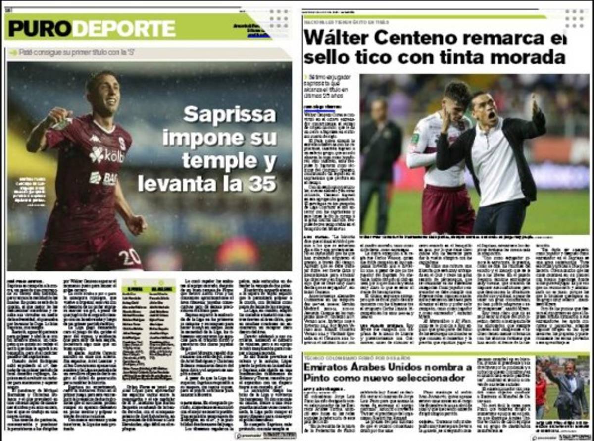 Prensa tica destroza al Alajuelense por su pobre juego y alaba la conquista de Centeno y Saprissa