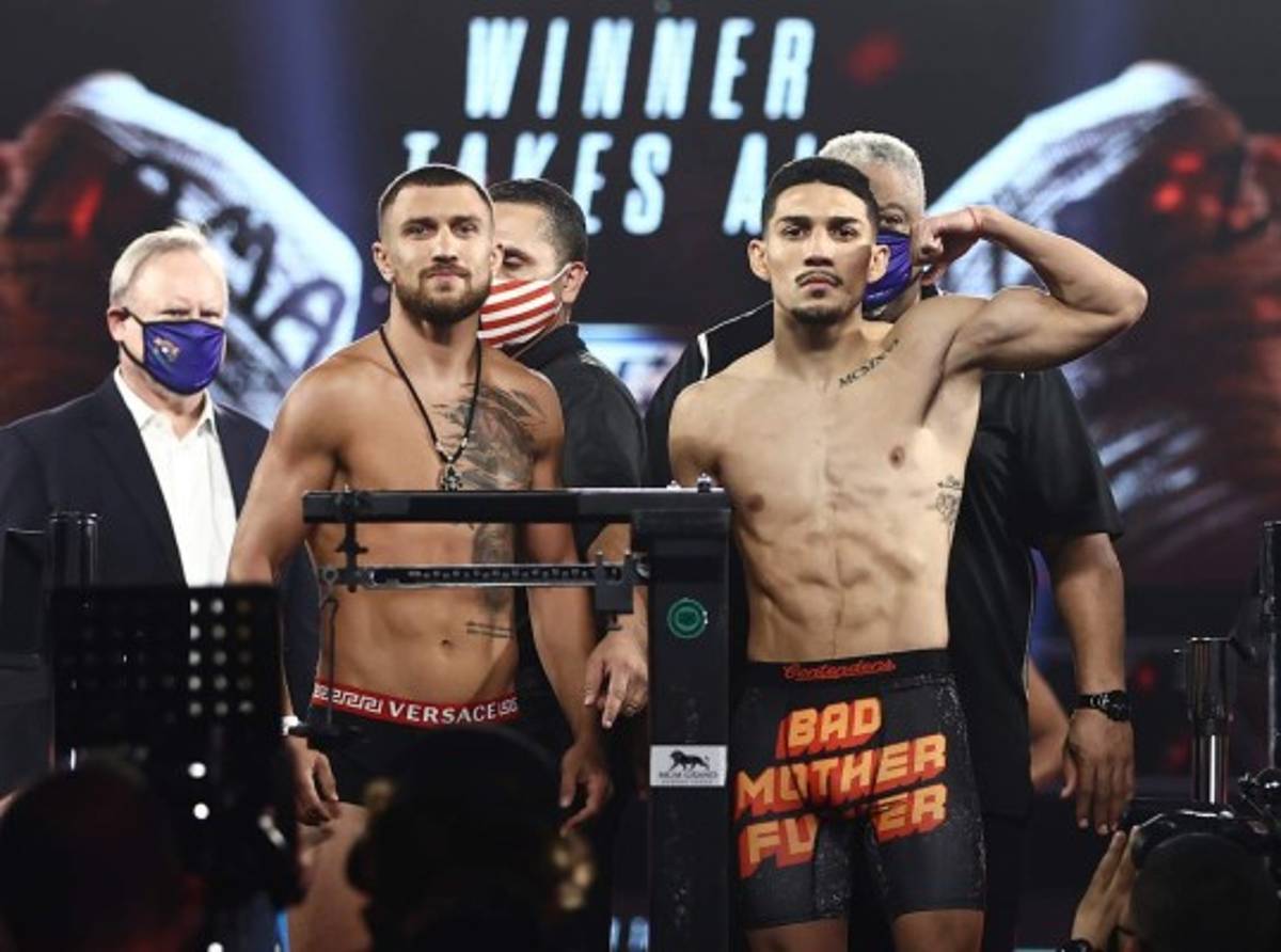 ¡Electrizante! Así fue el intenso careo de Teófimo López y Lomachenko en la ceremonia de pesaje