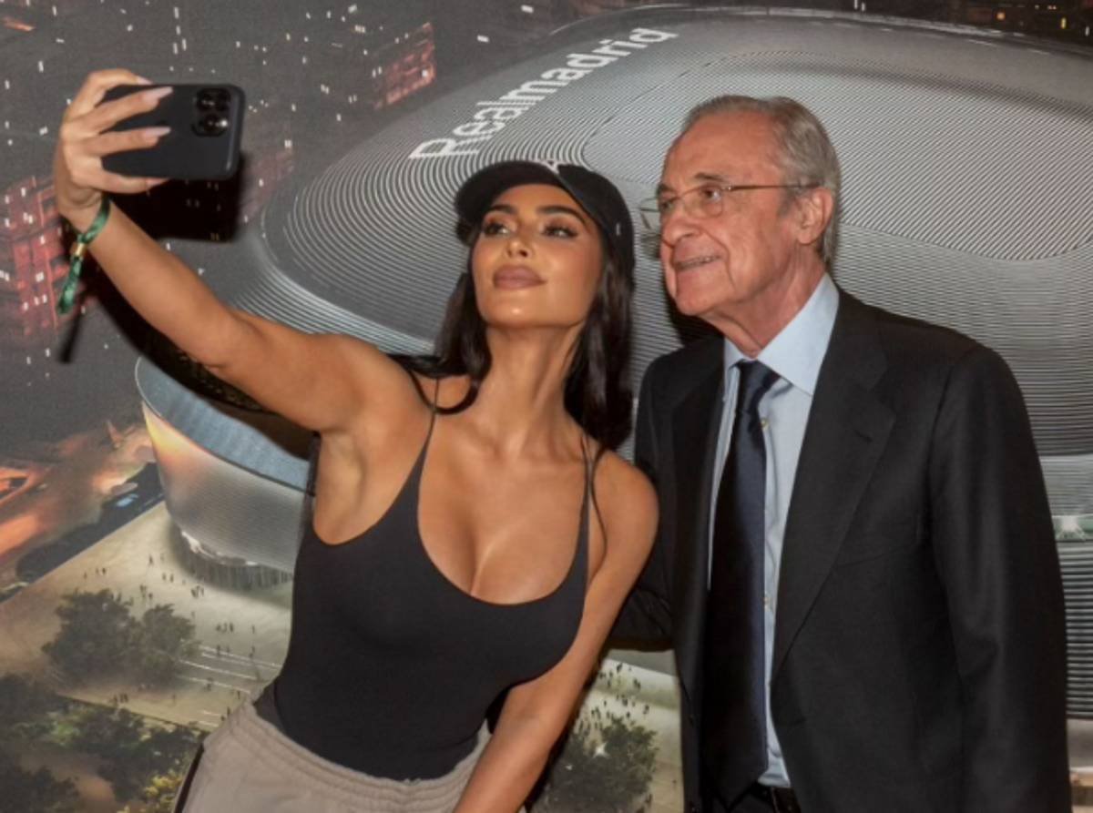 Kim Kardashian impacta en el Bernabéu: las fotos con Florentino Pérez y el mensaje para Vinicius