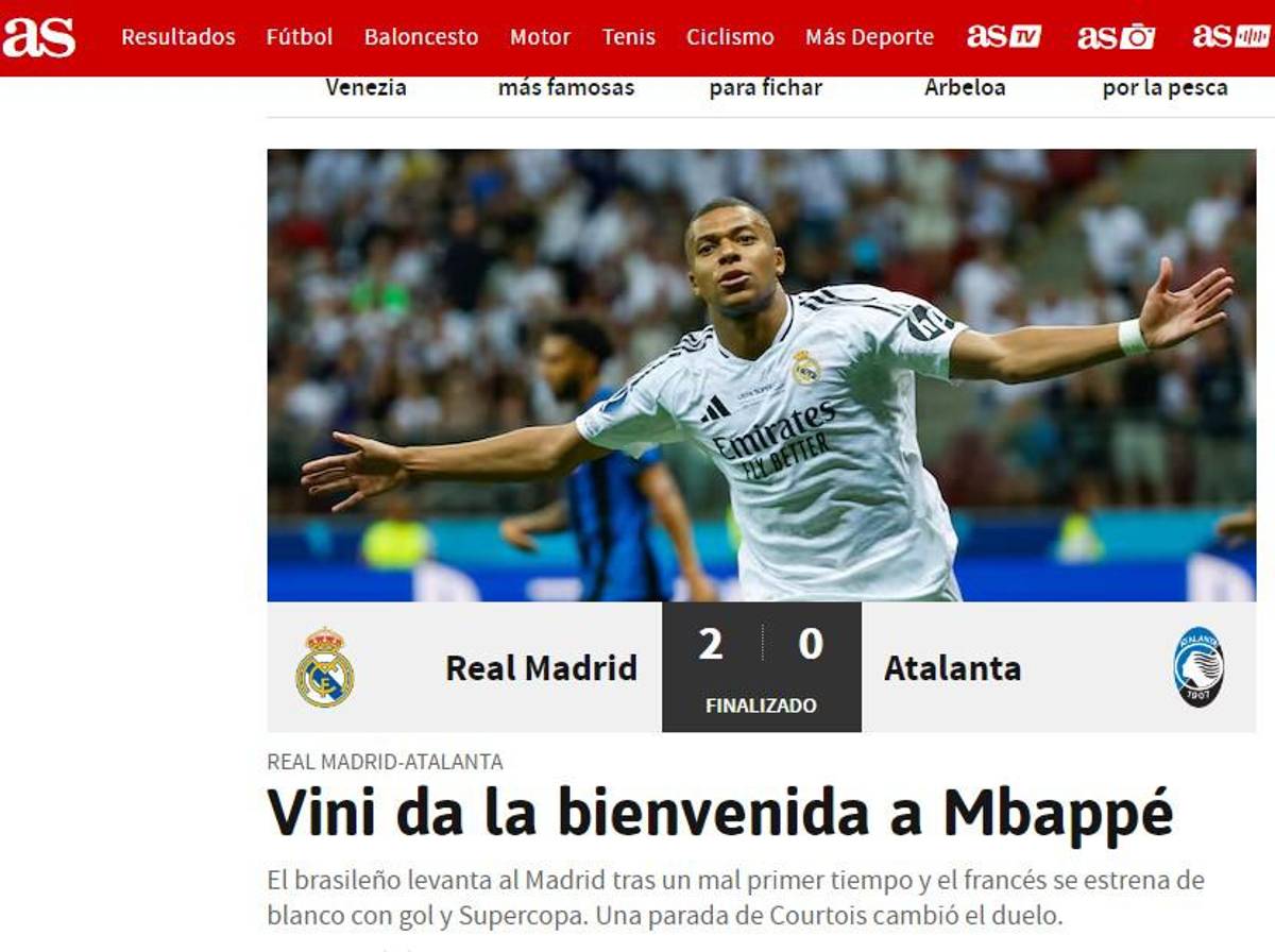 “La era Mbappé y los nuevos galácticos”: Lo que dice la prensa mundial tras título del Real Madrid en la Supercopa de Europa