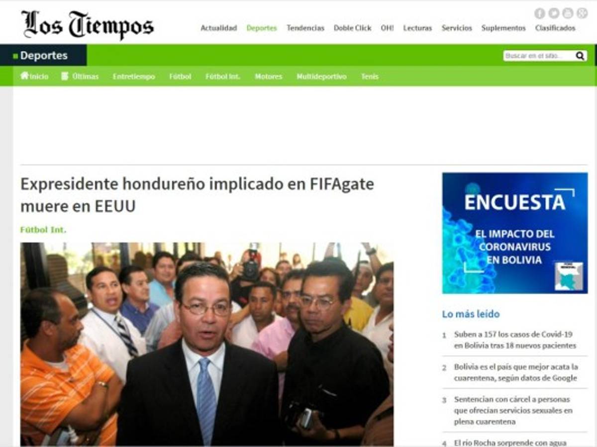 Así reaccionaron medios internacionales tras muerte de Rafael Callejas