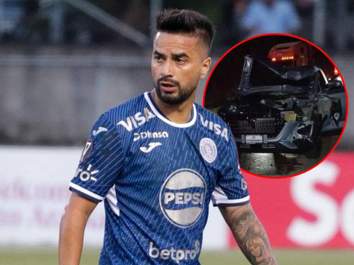 'Droopy' Gómez y dos jugadores más de Motagua sufren accidente vial: esto dice el comunicado del club y así quedó el carro