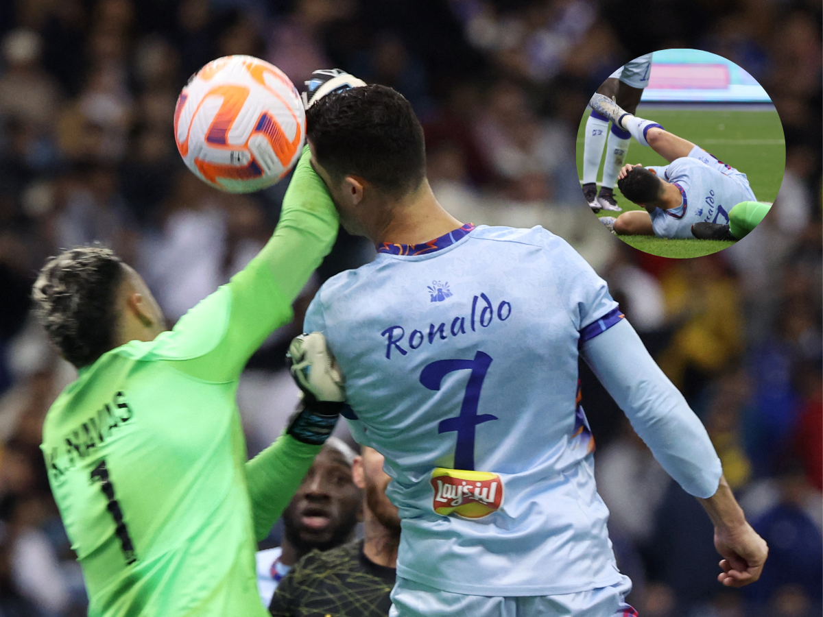 ¡Quedó con el pómulo morado! El brutal golpe de Keylor Navas a Cristiano Ronaldo en el amistoso del Riyadh Season ante PSG