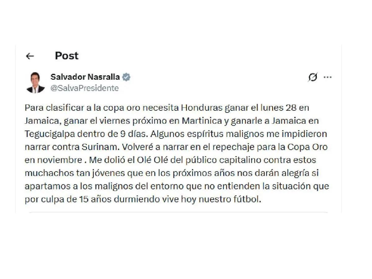 El motivo por el que Nasralla no narró a Honduras y revela lo que más le dolió